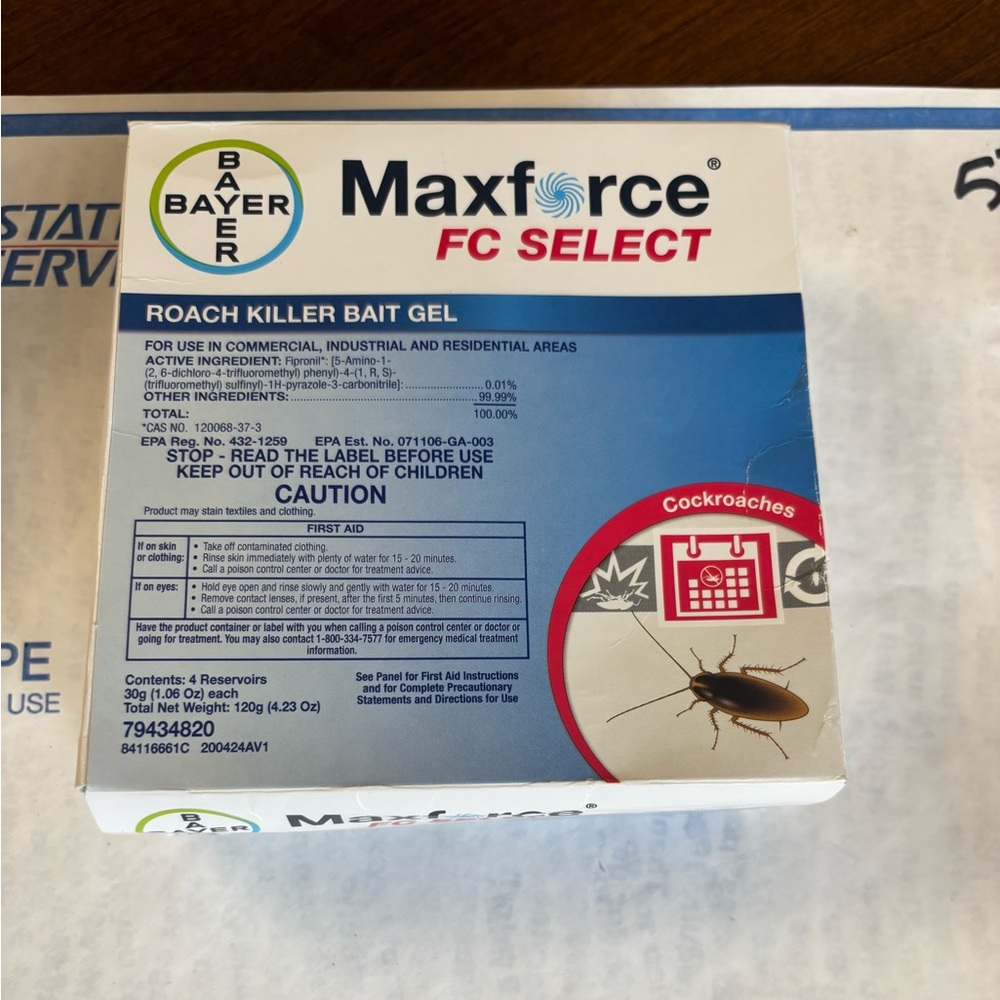 4 tubes Maxforce FC Cockroach German Roach Control Bait Gel  (30 grams per Tube)